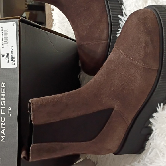 Marc Fisher LTD Bermida Dark Brown Leather Boots 🆕 With 🎁 - Picture 4 of 7